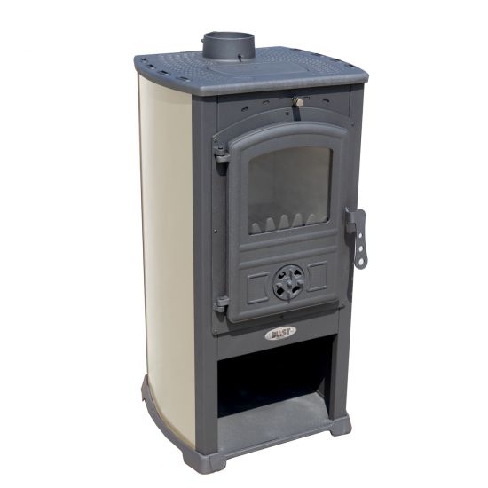 Kaminofen Beige Holzofen 7,2 kW Kamin Zar Ofen Dauerbrandofen Werkstattofen Schwedenofen Hüttenofen Heizofen