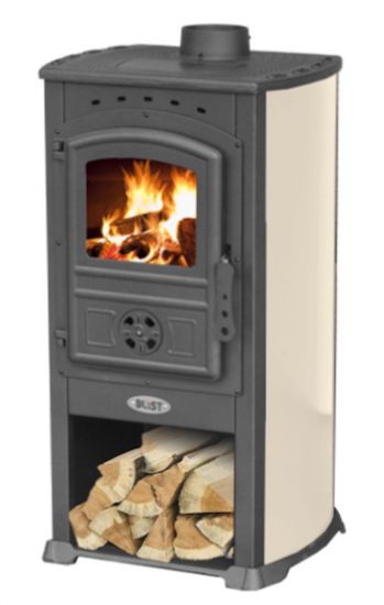 Kaminofen Beige Holzofen 7,2 kW Kamin Zar Ofen Dauerbrandofen Werkstattofen Schwedenofen Hüttenofen Heizofen