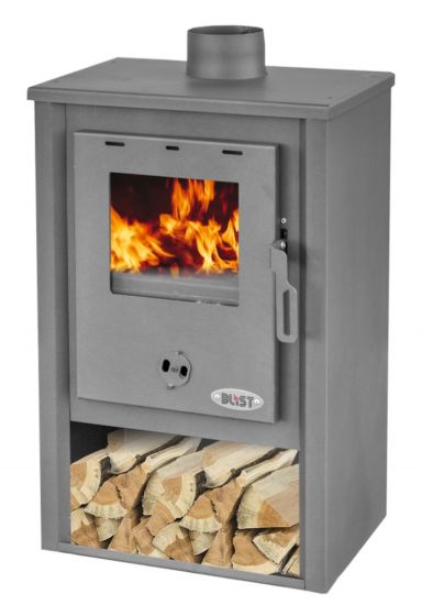 Kaminofen Grau Holzofen 9,7 kW Kamin B1 Ofen Dauerbrandofen Werkstattofen Schwedenofen Hüttenofen Heizofen