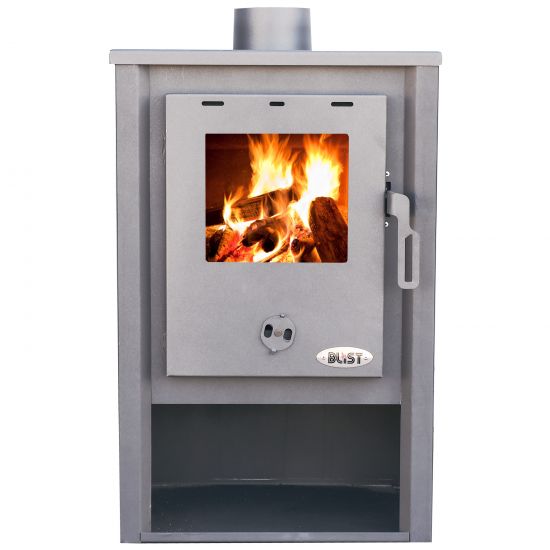 Kaminofen Grau Holzofen 9,7 kW Kamin B1 Ofen Dauerbrandofen Werkstattofen Schwedenofen Hüttenofen Heizofen