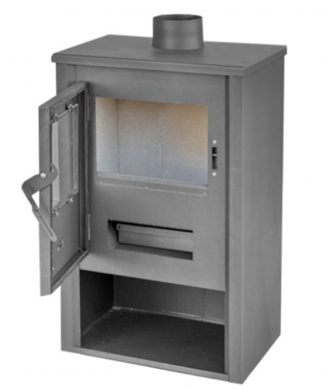Kaminofen Grau Holzofen 9,7 kW Kamin B1 Ofen Dauerbrandofen Werkstattofen Schwedenofen Hüttenofen Heizofen