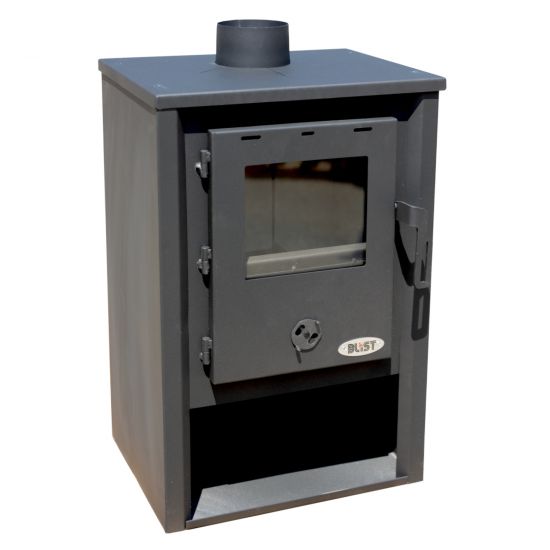 Kaminofen Grau Holzofen 9,7 kW Kamin B1 Ofen Dauerbrandofen Werkstattofen Schwedenofen Hüttenofen Heizofen