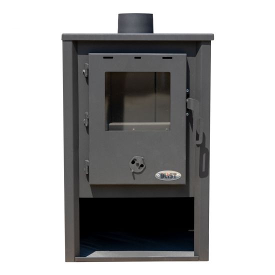 Kaminofen Grau Holzofen 9,7 kW Kamin B1 Ofen Dauerbrandofen Werkstattofen Schwedenofen Hüttenofen Heizofen