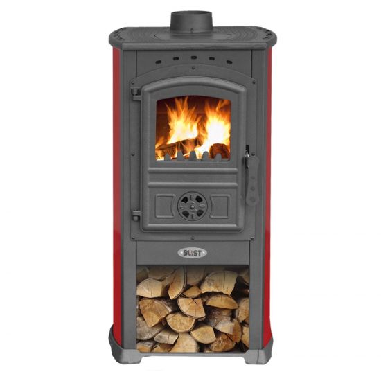 EEK A Red wood-burning stove 7.2 kW Fireplace Zar stove Long-burning stove Workshop stove Swedish stove Cabin stove Heating stove