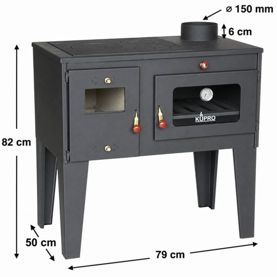 Preview: Kaminofen mit Backfach und Herdplatte Alegra 93894 6 kW Kamin Mehrfachbelegung Holzofen Ofen Holz Holzherd Küchenhexe Kochplatte Küchenofen