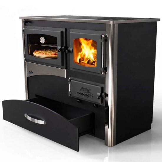 EEK A Kaminofen mit Backfach und Herdplatte ABC Concept 2 Air Links Mehrfachbelegung Holzofen 11,6 kW Kamin Ofen Holz Werkstattofen Schwedenofen Hüttenofen Heizofen Holzofen