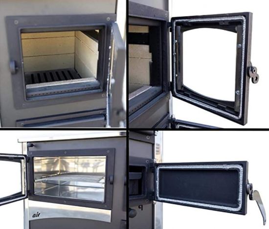 EEK A Kaminofen mit Backfach und Herdplatte ABC Concept 2 Air Links Mehrfachbelegung Holzofen 11,6 kW Kamin Ofen Holz Werkstattofen Schwedenofen Hüttenofen Heizofen Holzofen