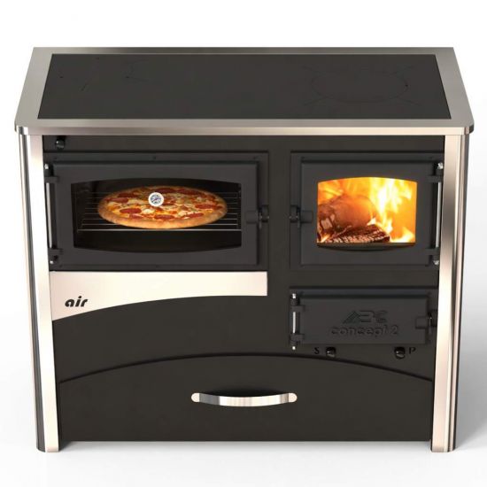 Preview: EEK A Kaminofen mit Backfach und Herdplatte ABC Concept 2 Air Links Mehrfachbelegung Holzofen 11,6 kW Kamin Ofen Holz Werkstattofen Schwedenofen Hüttenofen Heizofen Holzofen