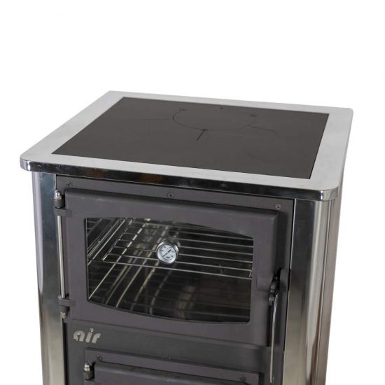 EEK A fireplace stove with baking compartment and stovetop ABC Concept 2 Air Mini multi-use wood-burning stove 10 kW fireplace stove wood workshop stove Swedish stove cabin stove heating stove wood stove