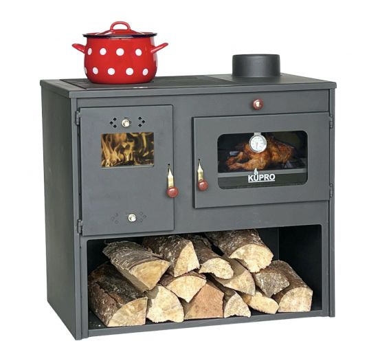 Kaminofen mit Backfach und Herdplatte Alegra 93935 6 kW Kamin Mehrfachbelegung Holzofen Ofen Holz Holzherd Küchenhexe Kochplatte Küchenofen