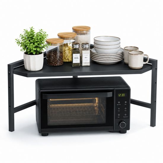 DanDiBo Eckregal Küche Küchenregal Arbeitsplatte 55x55 cm Mikrowellenregal Schwarz 2 Stufig 96736 Mikrowellen Regal Ecke