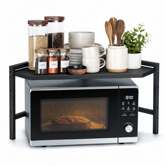 DanDiBo Eckregal Küche Küchenregal Arbeitsplatte 55x55 cm Mikrowellenregal Schwarz 2 Stufig 96736 Mikrowellen Regal Ecke