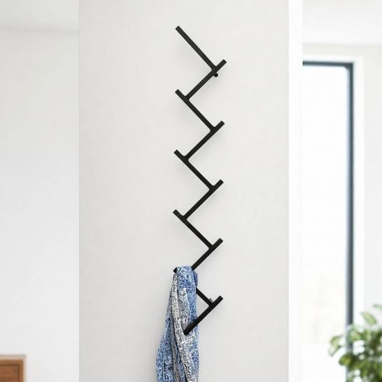 DanDiBo Wall Coat Rack Black Metal 96281 Hallway Wall Coat Rack with 10 Hooks Hook Rail 80 cm Modern Hallway Rack Hook Strip Coat Hooks