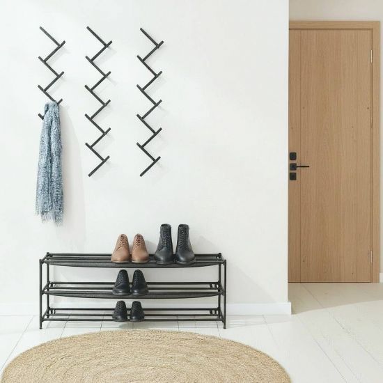 DanDiBo Wall Coat Rack Black Metal 96281 Hallway Wall Coat Rack with 10 Hooks Hook Rail 80 cm Modern Hallway Rack Hook Strip Coat Hooks