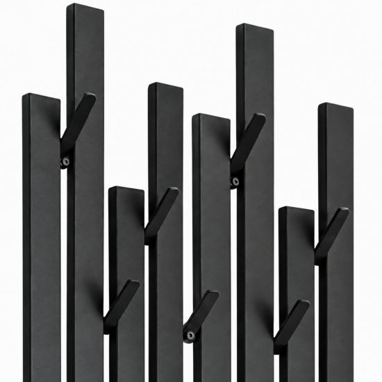 Preview: DanDiBo Garderobe Wand Schwarz Metall 96612 / 96782 Wandgarderobe mit 18 Haken Schmal Flurgarderobe Modern Hakenleiste Garderobenhaken