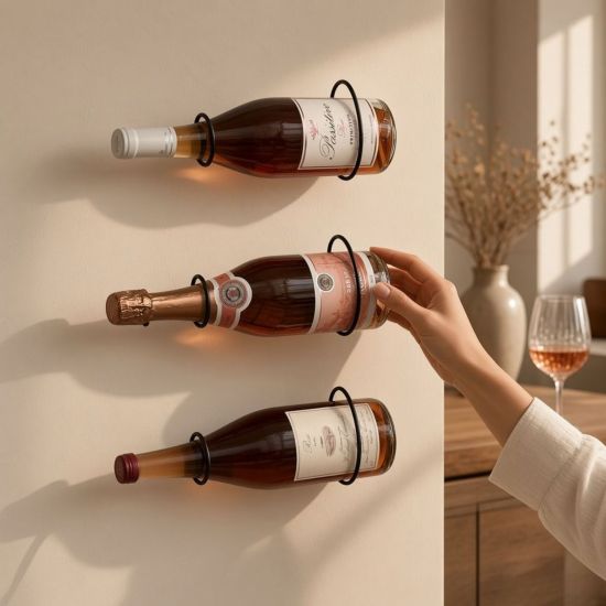 Preview: DanDiBo Weinregal Wand Metall Schwarz 3er Set 96783 Flaschenregal Schmal Hängend Wine Rack Weinhalter Weinregale Klein Weinflaschenregal Weinflaschenhalter