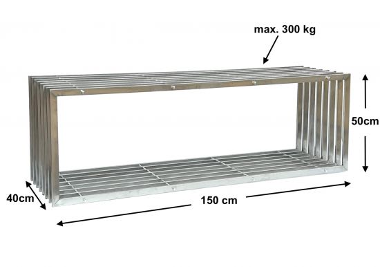 DanDiBo Gartenbank Edelstahl Metall Wetterfest Massiv 150 cm Sitzbank Bank Garten 96429 Parkbank Lamellenbank