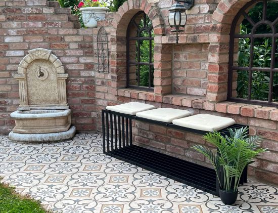 DanDiBo Garden Bench Metal Black Weatherproof Solid 150 cm Bench Modern 96430 Park Bench Iron Slatted Bench
