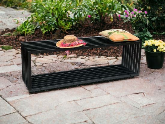 DanDiBo Garden Bench Metal Black Weatherproof Solid 150 cm Bench Modern 96430 Park Bench Iron Slatted Bench
