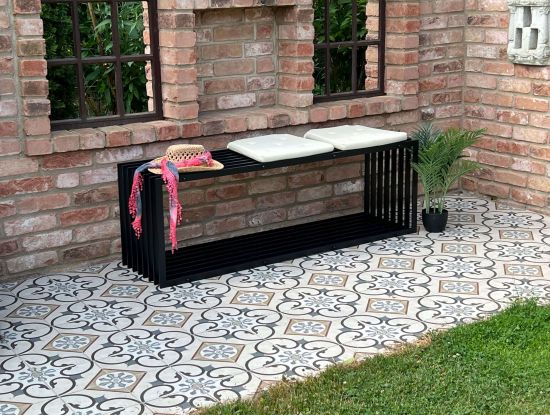 DanDiBo Garden Bench Metal Black Weatherproof Solid 150 cm Bench Modern 96430 Park Bench Iron Slatted Bench