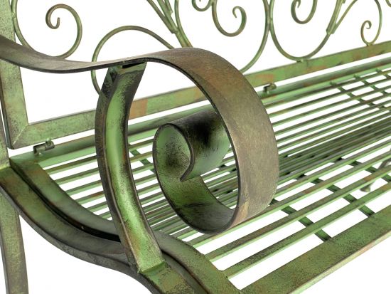DanDiBo Gartenbank Metall Wetterfest Patina Grün 120 cm 2 Sitzer Sitzbank 96021 Parkbank Eisen Garten