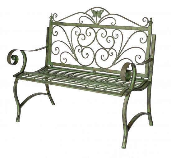 DanDiBo Gartenbank Metall Wetterfest Patina Grün 120 cm 2 Sitzer Sitzbank 96021 Parkbank Eisen Garten