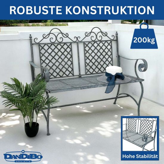 DanDiBo Garden Bench Weatherproof 2 Seater Metal Grey 120 cm 96592 Bench Iron Bench Garden Antique Park Bench