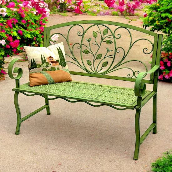 DanDiBo Garden Bench Weatherproof 2 Seater Metal Green 110 cm 96593 Bench Iron Bench Garden Antique Park Bench