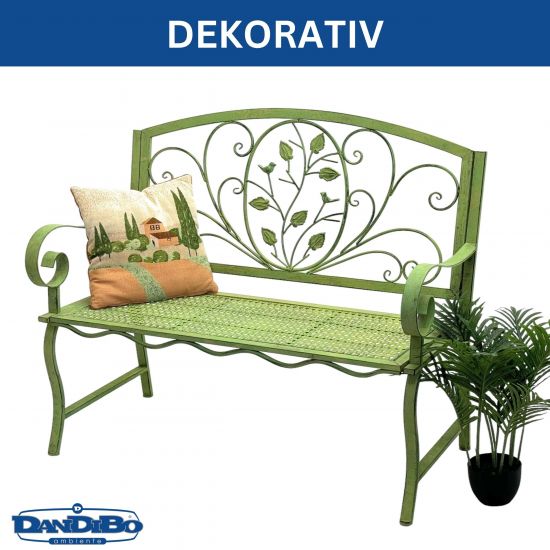 DanDiBo Gartenbank Wetterfest 2 Sitzer Metall Grün 110 cm 96593 Sitzbank Eisen Bank Garten Antik Parkbank