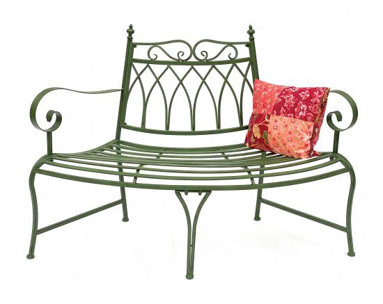 DanDiBo Gartenbank Wetterfest Halbrund aus Metall Grün 93996 140cm Bank Metallbank Sitzbank Garten