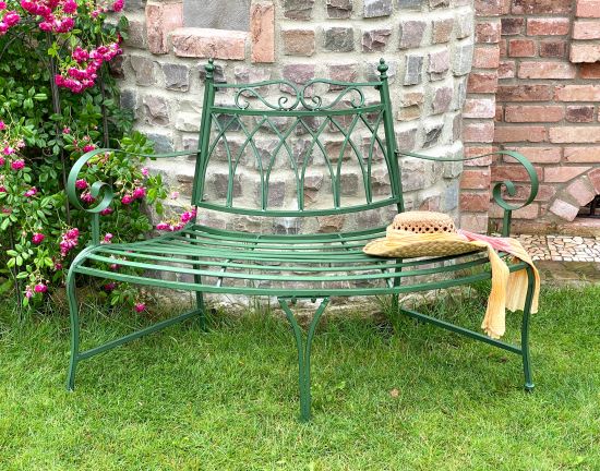 DanDiBo Gartenbank Wetterfest Halbrund aus Metall Grün 93996 140cm Bank Metallbank Sitzbank Garten