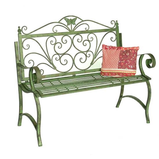 DanDiBo Panchina da Giardino Resistente alle Intemperie Metallo 2 Posti Panchina da Esterno 120 cm Patina Verde 96021 Panchina da Balcone Panchina da Parco Panchina da Giardino