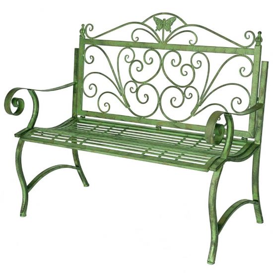 DanDiBo Panchina da Giardino Resistente alle Intemperie Metallo 2 Posti Panchina da Esterno 120 cm Patina Verde 96021 Panchina da Balcone Panchina da Parco Panchina da Giardino