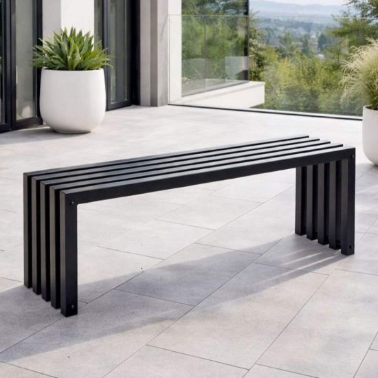 DanDiBo Garden Bench Weatherproof Metal Outdoor Black 96245 Ida 120 cm Bench Garden Bench Park Bench Iron