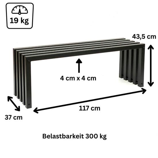 Preview: DanDiBo Garden Bench Weatherproof Metal Outdoor Black 96245 Ida 120 cm Bench Garden Bench Park Bench Iron