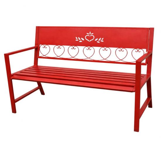 DanDiBo Garden Bench Weatherproof Metal Red 120 cm Passion 121495 Outdoor Bench 2-Seater Seat Bench Park Bench Iron
