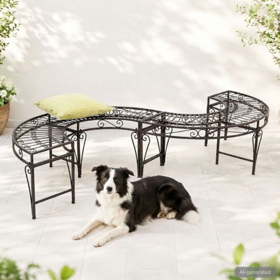 DanDiBo Gartenbank Wetterfest Metall S-Form Braun 96766 Sitzbank Garten Bank Parkbank Eisen