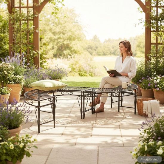 DanDiBo Gartenbank Wetterfest Metall S-Form Braun 96766 Sitzbank Garten Bank Parkbank Eisen