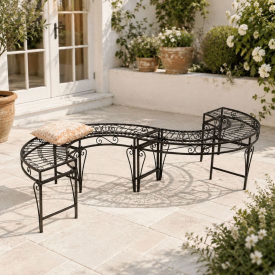 DanDiBo Gartenbank Wetterfest Metall S-Form Braun 96766 Sitzbank Garten Bank Parkbank Eisen