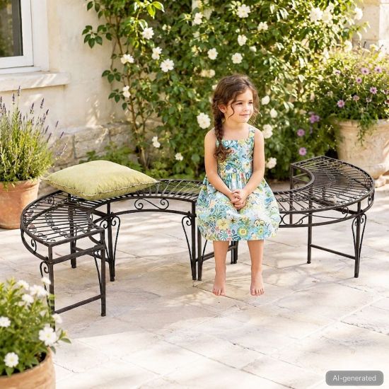 DanDiBo Gartenbank Wetterfest Metall S-Form Braun 96766 Sitzbank Garten Bank Parkbank Eisen