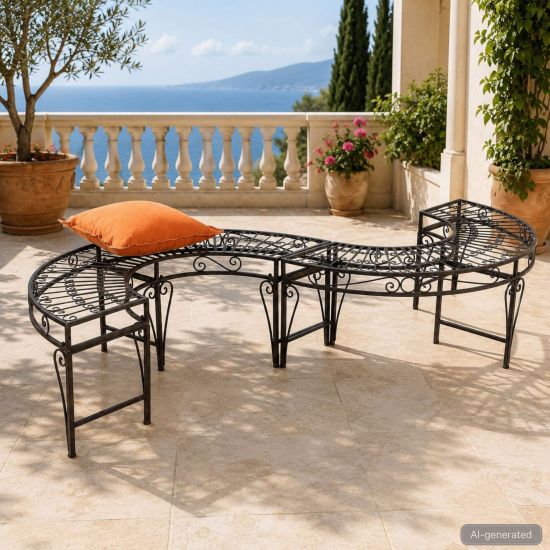 DanDiBo Gartenbank Wetterfest Metall S-Form Braun 96766 Sitzbank Garten Bank Parkbank Eisen