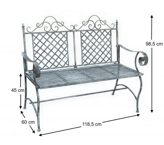 DanDiBo metal garden bench grey bench 120 cm bench seat 96020 tree bench iron park bench garden antique
