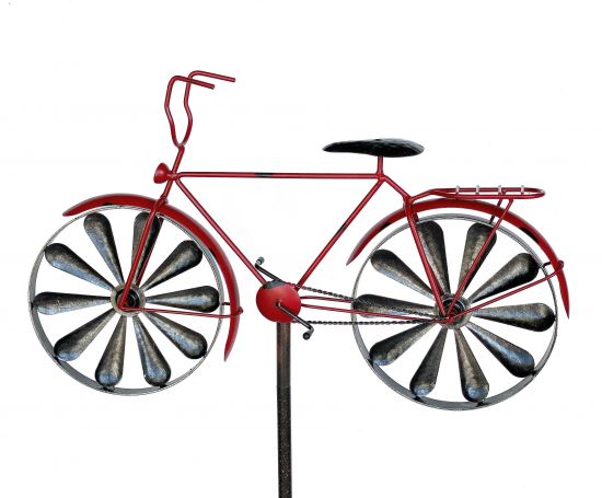 DanDiBo Gartenstecker Metall Fahrrad XL 160 cm Rot 96100 Shabby Windspiel Windrad Wetterfest Gartendeko Garten Gartenstab Bodenstecker