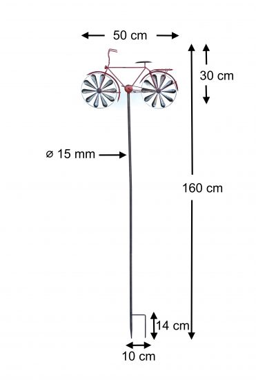 DanDiBo Gartenstecker Metall Fahrrad XL 160 cm Rot 96100 Shabby Windspiel Windrad Wetterfest Gartendeko Garten Gartenstab Bodenstecker