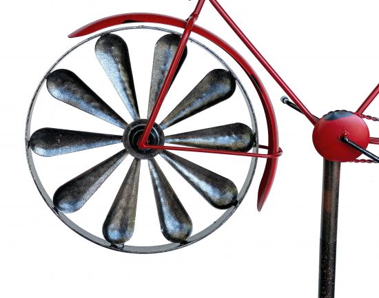 DanDiBo Gartenstecker Metall Fahrrad XL 160 cm Rot 96100 Shabby Windspiel Windrad Wetterfest Gartendeko Garten Gartenstab Bodenstecker