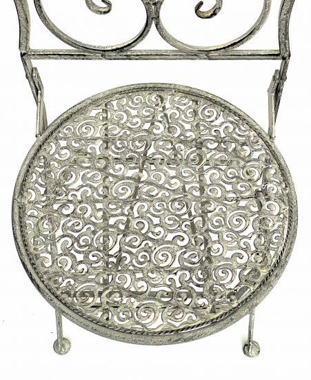 DanDiBo Gartenstuhl Metall Grau Weiß 96127 Metallstuhl Stuhl Garten Vintage Eisen Nostalgie Eisenstuhl Antik
