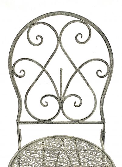 DanDiBo Gartenstuhl Metall Grau Weiß 96127 Metallstuhl Stuhl Garten Vintage Eisen Nostalgie Eisenstuhl Antik