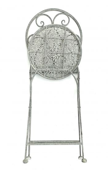 DanDiBo Gartenstuhl Metall Grau Weiß 96127 Metallstuhl Stuhl Garten Vintage Eisen Nostalgie Eisenstuhl Antik