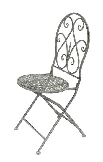 DanDiBo Gartenstuhl Metall Grau Weiß 96127 Metallstuhl Stuhl Garten Vintage Eisen Nostalgie Eisenstuhl Antik