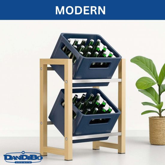 DanDiBo beverage crate rack 2 crates wood bamboo stainless steel look 96657 drinks rack crate rack beverage crate holder drinks rack beer crate rack